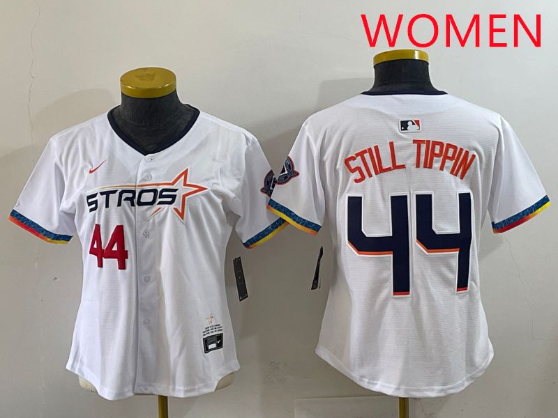 Women Houston Astros #44 Still Tippin White Four generations Joint Name 2025 Nike MLB Jersey style 5->women mlb jersey->Women Jersey